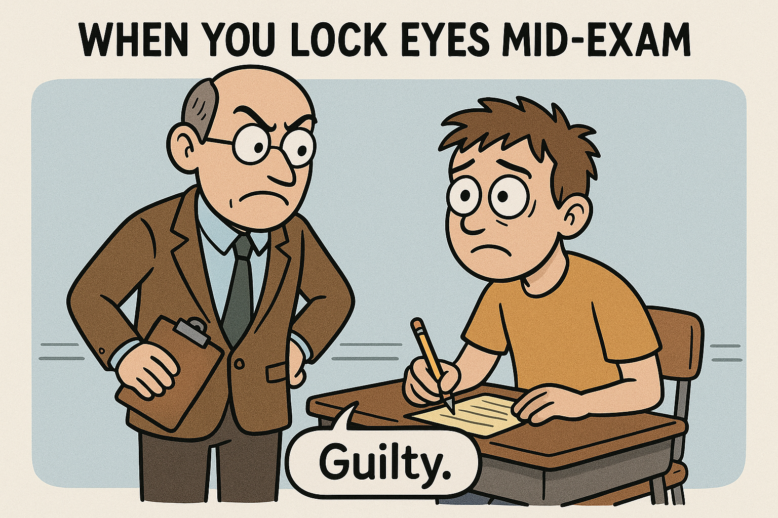 When You Lock Eyes During An Exam